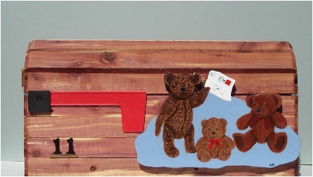 Teddy Bear Cedar Mailbox