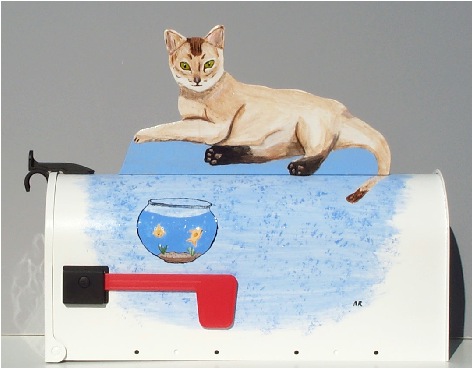 Handpainted Cat mailbox
