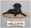 Handpainted Black Lab Welcome Sign