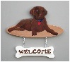 Handpainted Chocolate Lab Welcome sign