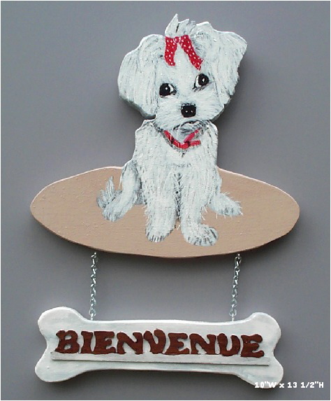 Handpainted Maltese Welcome Sign