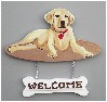 Handpainted yellow Lab Welcome Sign