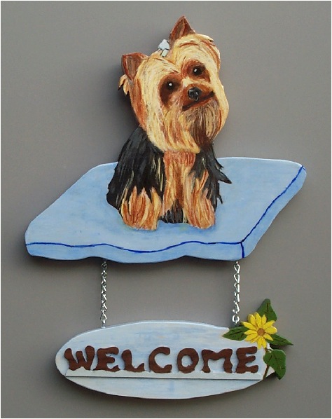 Handpainted Yorkie Welcome Sign